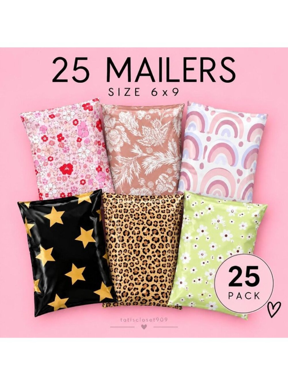 25 Assorted Poly Mailers Sixe 6x9